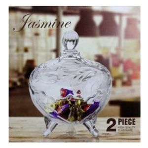 NEW JASMINE 2 Pc High Quality Glassware 3.5" Candy Box Dish